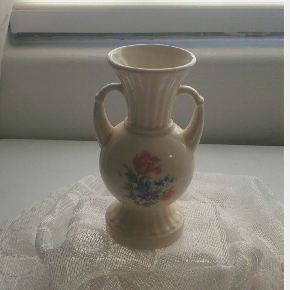 Royal Copley Porcelain Vase with a Floral Design with Handles ~Vintage~